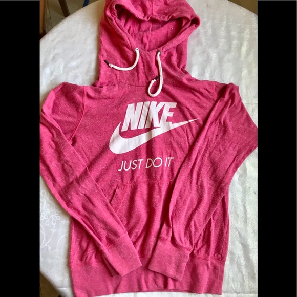 Tops - NIKE Pink Cowl Neck Hoodie Fitted Size M